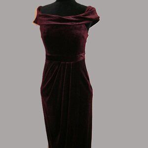 Plush Burgundy Velvet Off the Shoulder Lulus Maxi Evening Dress w Slit S